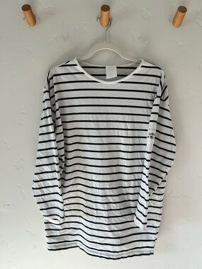 VINTAGE Hot Cotton Women's Long Sleeve Striped Tee U.S.A. Sz Med Cotton Shirt
